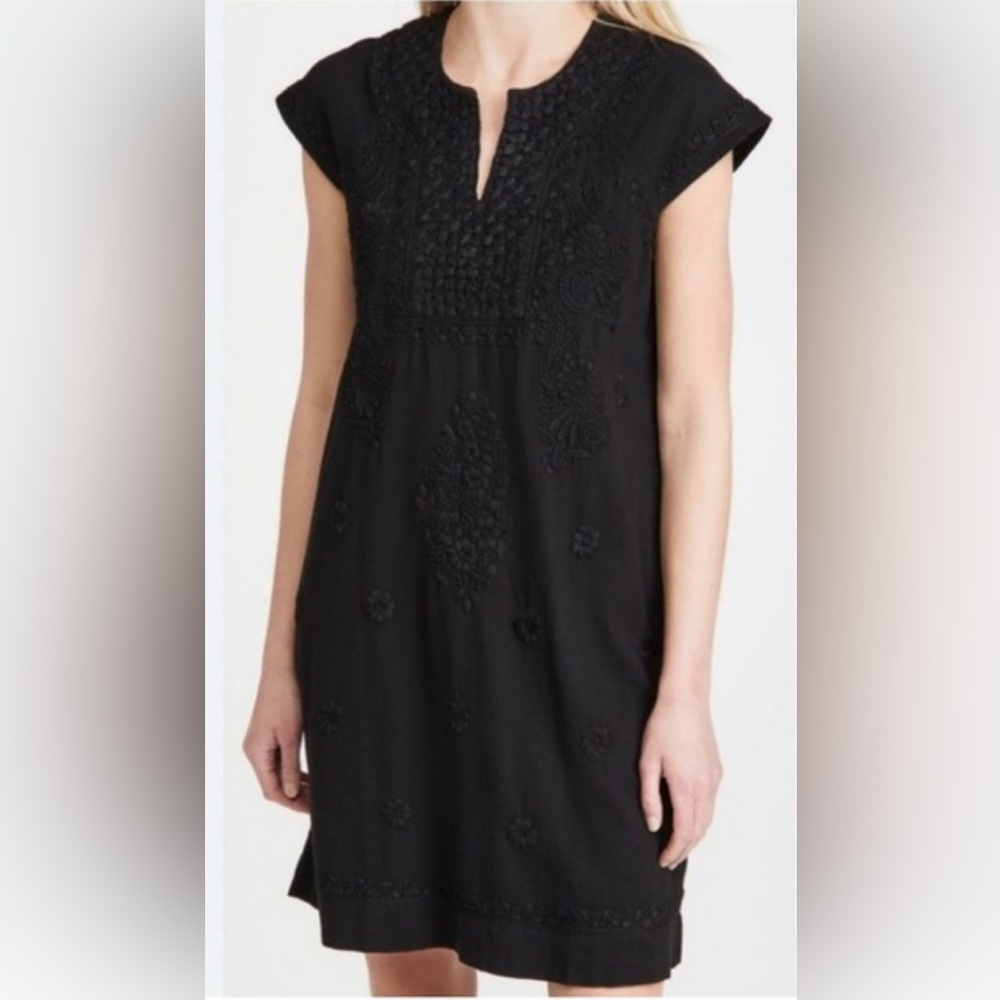 Roller Rabbit Faith Dress Womens Large Black Embroidered Shift Cottagecore